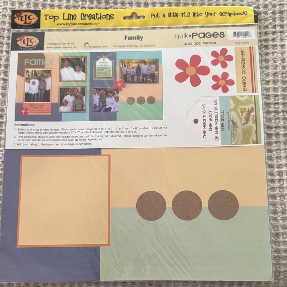 "Family" Quik-Pages Scrapbook Layout - Peach, Teal, Brown